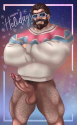 1boy balls bara barazoku beard big_balls big_penis body_hair christmas clothing effenrund erection facial_hair gay hairy hairy_male holidays huge_cock league_of_legends leg_hair malcolm_graves male male_focus male_only male_pubic_hair manly muscular_male nude penis riot_games solo solo_male yaoi