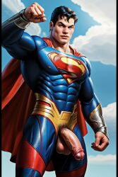 ai_generated big_balls big_penis dc_comics muscle nude rd_(artist) solo solo_male super_hero superman superman_(series)