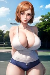 ai_generated cleavage huge_breasts jujutsu_kaisen kugisaki_nobara nerdworld97 shorts thick_thighs