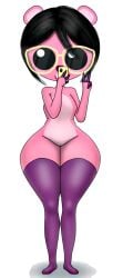 1girls 3_fingers anthro anthro_only background big_eyes black_hair cellphone ears eyes female furry glasses hair hips hips_wider_than_shoulders legwear loopy_(pororo) loopy_plushie meme nose pink_body pororo_the_little_penguin purple_legwear selfie short_ears short_hair simple_background solo teeth_visible white_background wide_hips