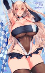 1girls 2020s 2024 2d 2d_(artwork) :d bandeau big_breasts big_thighs black_thighhighs blonde_hair blue_clothing breasts busty cameltoe choker cleavage clothing collarbone confetti elbow_gloves female female_focus female_only flag hair_ornaments hi_res highres hips hourglass_figure huge_breasts large_breasts large_thighs leotard microskirt midriff milk4290 navel numako_(pizza_kanon) original original_character race_queen red_eyes see-through see-through_clothing skimpy skirt slim_waist smile smiling smiling_at_viewer solo solo_female solo_focus thick_thighs thighhighs thighs thong twintails underboob voluptuous whale_tail wide_hips