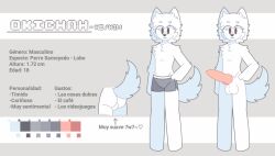 animation_meme_community brown_eyes candy canid canine dog_ears furry male nude okichah okichah_art_character original original_character pawpads penis samoyed sex smile solo_male white_body white_fur wolf yiff