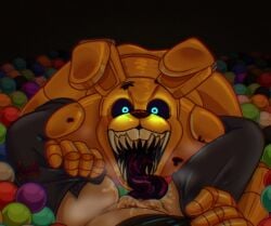 animatronic anthro ball_pit bodily_fluids buckteeth cunnilingus drooling duo female first_person_view five_nights_at_freddy's glowing glowing_eyes holding_leg human humanoid into_the_pit lagomorph long_tongue looking_at_viewer machine male male/female mammal monster monstrous_humanoid oral oral_penetration penetration pittrap_(fnaf) pubes robot robotic saliva scottgames semi_public sex sharp_teeth spring_bonnie_(fnaf) teeth teratophilia tongue tongue_penetration tw1nkd3m0n vaginal_penetration