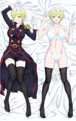 anti-demon_corps_uniform breasts cleavage dakimakura_(medium) izumo_tenka large_breasts mato_seihei_no_slave official_art sample sample_watermark tagme