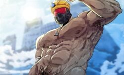 armpit_hair bara gay masked masked_male masked_men masked_only nohomoexpress original_character pubes pubic_hair top_only upper_body upper_body_only