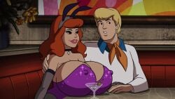 1boy 2d accurate_art_style daphne_blake edit female fred_jones huge_breasts scooby-doo screenshot_edit woot