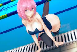 alternate_breast_size koikatsu momo_velia_deviluke nipple_slip pink_eyes pink_hair pool school_swimsuit smug tagme to_love-ru
