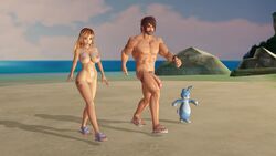 1boy 1girls 3d abs animated areolae balls beach beard blonde blonde_hair bouncing_breasts breasts brown_hair erect_nipples female half-erect huge_balls huge_breasts huge_penis large_penis long_hair male male_with_female muscular_male navel nipples nude nude_beach penis pussy rabbit sandals short_hair swinging_penis tagme video walk_cycle walking wide_hips z375