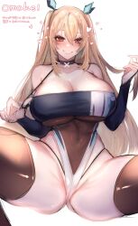 1girls 2020s 2024 2d 2d_(artwork) :d bandeau big_breasts big_thighs black_thighhighs blonde_hair blonde_hair blue_clothing breasts busty choker cleavage clothing collarbone confetti elbow_gloves female female female_focus female_only hair_ornaments heart heart hearts_around_head hi_res highres hips hourglass_figure huge_breasts large_breasts large_thighs legs_open leotard midriff milk4290 navel numako_(pizza_kanon) original original_character race_queen red_eyes see-through see-through_clothing skimpy slim_waist smile smiling smiling_at_viewer solo solo_female solo_focus squatting thick_thighs thighhighs thighs thong twintails underboob voluptuous whale_tail wide_hips