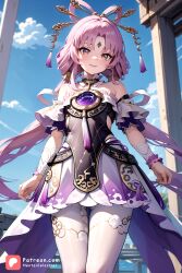 ai_generated anime_style breasts clothed clothed_female fantasy female female female_only fu_xuan_(honkai:_star_rail) girl hentaicelestial hi_res high_resolution highres hips honkai:_star_rail japanese_clothes smile solo_female solo_focus thighs