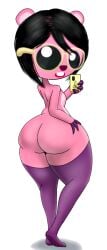 1girls 3_fingers animal_ears anthro anthro_only ass background big_ass big_butt big_eyes butt cellphone ears female furry glasses hair hand_on_hip legwear looking_at_viewer loopy_(pororo) loopy_plushie meme nose pink_body pororo_the_little_penguin purple_legwear selfie short_ears short_hair simple_background solo teeth teeth_visible white_background