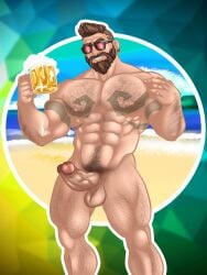 1boy balls bara bara_tits barazoku beard big_balls big_penis daddy effenrund erection facial_hair gangplank gay hairy hairy_chest league_of_legends male male_focus male_nipples male_only male_pubic_hair manly muscular_male nipples penis riot_games solo solo_male yaoi