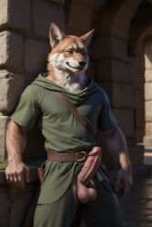 ai_generated big_balls big_penis dc fox furry muscle nude rd_(artist) solo solo_male