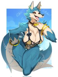 1girls 2020s 2024 2d 2d_(artwork) anthro anthro_only barking big_breasts big_thighs black_claws bracelet breasts chest_tuft claws cleavage collar earrings eyeshadow female female female_focus female_only fur furry furry_only furry_tail gold_bracelets gold_jewelry hi_res highres kloey_(pajamamcham) large_breasts large_thighs leotard milf muart242 original original_character sharp_teeth shoulder_tuft solo solo_female solo_focus standing tail_jewelry thick_tail thick_thighs thigh_gap thighs tongue wolf wolf_ears wolf_girl yellow_eyes