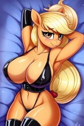 ai_generated anthro applejack_(mlp) busty equine my_little_pony sultry_eyes