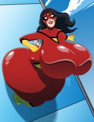 ass big_ass big_breasts breasts female fully_clothed hourglass_figure hyper hyper_breasts jessica_drew marvel seriojainc skyscraper spider-man_(series) spider-woman spider-woman_(jessica_drew) tagme