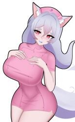 animal_ears kemonomimi large_breasts latam_virtual_youtuber long_hair n4hkz nurse pookyboo virtual_youtuber vtuber vtuberfanart