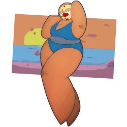 1girls bathing_suit beach chubby_female fat_woman lipstick no_sex nonhuman oc overweight overweight_female pizza pizza_tower pizzagal stretch_marks