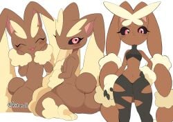 2024 ass big_ass black_sclera blush blush_lines brown_body brown_fur bunny bunny_ears bunny_girl bunny_tail closed_eyes cute generation_4_pokemon kiirono lagomorph looking_at_viewer looking_back_at_viewer lopunny mega_evolution mega_lopunny multiple_poses narrow_waist navel paws pink_eyes pokémon_(species) pokemon pokemon_(species) pokemon_dppt pokemon_only simple_background slim_waist stockings torn_clothes twitter_username wholesome yellow_body