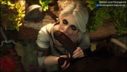 1boy 1girls 3d big_penis cd_projekt_red ciri dark-skinned_male grabbing grabbing_testicles interracial large_penis licking licking_penis light-skinned_female light_skin oral oral_sex the_witcher_(series) the_witcher_3:_wild_hunt tomoganim