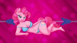 aleximusprime anthro bedroom_eyes bra friendship_is_magic hand_in_panties my_little_pony panties pinkie_pie_(mlp) straight_hair