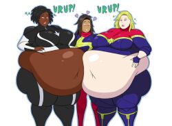 3girls burping captain_marvel female marvel marvel_cinematic_universe mizz-britt ms._marvel multiple_girls overweight photon_(marvel) tagme