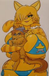 1boy 1girls 2021 2022 :p bagel_(proton_jon) big_ass big_breasts big_butt boy_on_top brown_fur cat_humanoid curvy curvy_body curvy_female curvy_figure cyan_bikini cyan_micro_bikini female flat_background fur furry green_eyes grey_eyes hand handmade_drawing hd high_quality high_resolution highres huge_ass huge_breasts huge_butt humanoid jumneyarts male moonstone_bikini moonstone_micro_bikini one_eye_closed orange_cat potion_bagel_(jumneyarts) potion_bagel_bikini potion_proton_jon_(jumneyarts) proton_jon seducing seductive_eyes seductive_look seductive_mouth seductive_smile sensual sensual_cat squeezing squeezing_breast sticker_on_bikini string_bikini swimsuit swimwear tiny_waist transformation wide_hips yellow_body yellow_fur yellow_hair