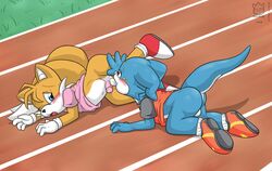 ball_suck balls bottomless canine clothed clothing crossover digimon duo fox gay male mammal mario_and_sonic_at_the_olympic_games oral penis raukue sex sonic_(series) sonic_the_hedgehog_(series) sucking tails veemon yaoi