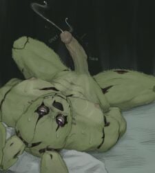 1boy animatronic anthro cum erection five_nights_at_freddy's five_nights_at_freddy's_3 fnaf furry green_body humanoid inviting looking_at_viewer male male_only nipples nk63171432 nude on_bed penis rabbit solo solo_focus springtrap springtrap_(fnaf) sweat