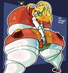 1girls breasts_bigger_than_head breasts_bigger_than_torso canon_panties cave_story curly_brace enormous_breasts errantheart huge_ass hyper hyper_breasts looking_at_viewer looking_back panties solo_female tagme thick_thighs