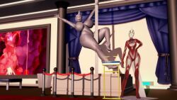 3d alien alien_girl alien_humanoid breasts display galactic_art large_breasts nipples pole pole_dancing pose thick_thighs ultraman_(franchise) ultrawoman