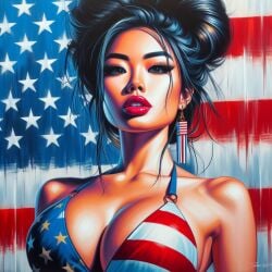 ai_generated american_flag_bikini asian big_breasts bimbo dall-e3