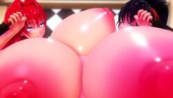 2girls 3d akeno_himejima animated breast_expansion breasts female female_only high_school_dxd huge_breasts imbapovi long_hair nipples nude nude_female pump rias_gremory sound suggestive_gesture tagme video