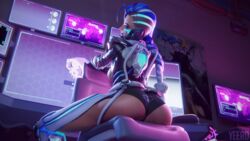 3d ass blender breasts cleavage cyberspace_sombra dark-skinned_female dark_skin female female_only overwatch overwatch_2 panties solo sombra yeero