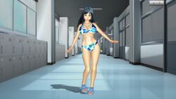 1girls 3d bikini black_hair blue_eyes breasts female female_only large_breasts solo z375