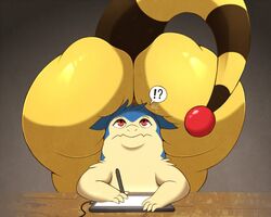 2017 ampharos big_ass confusion drawing facesitting looking_up nintendo pokemon pokemon_(species) rikuaoshi typhlosion