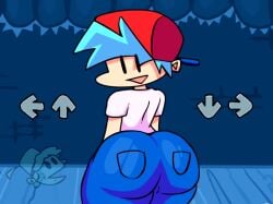 1boy animated arrows ass backwards_baseball_cap big_ass big_butt blue_hair boyfriend_(friday_night_funkin) fat_ass fat_butt femboyfriend fnfgf_lover friday_night_funkin fully_clothed hat huge_ass huge_butt looking_at_viewer looking_back looking_back_at_viewer male male_only music solo sound tagme thick_ass thick_butt video