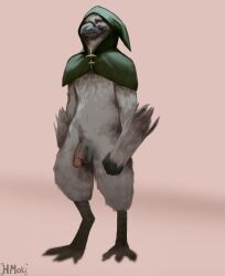 1boy anthro avian balls ballsack clothing foreskin foreskin_folds genitals grey_feathers herrmoki hoodie humanoid_penis intact male male_only model_sheet mostly_nude_male penis pose retracted_foreskin rudrin_(herrmoki) scrotum semi-erect smooth_penis solo standing testicles topwear uncut