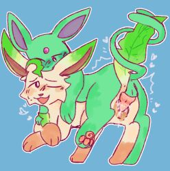 duo eeveelution espeon female feral from_front_position fur generation_2_pokemon generation_4_pokemon green_body green_fur leafeon male male/female mammal nintendo penetration pokemon pokemon_(species) tan_body tan_fur xxstrangerxx