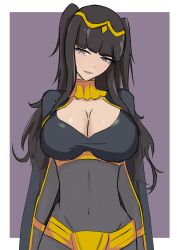 1girls big_breasts black_hair blunt_bangs bodystocking breasts cleavage clothed female female_only fire_emblem fire_emblem_awakening hi_res in2naps long_hair looking_at_viewer nintendo solo tharja_(fire_emblem)