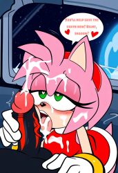 ai_generated amy_rose anthro anthro_on_anthro blowjob cum cumshot dialogue female fur furry heart-shaped_pupils male netorare novelai sega shadow_the_hedgehog sonic_(series) sonic_the_hedgehog_(series) space speech_bubble text that_guy9001 tongue tongue_out veiny_penis