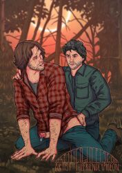 2boys anal anal_sex black_hair brown_hair crossover erection friskypigeon from_behind gay gay_sex hannibal homosexual hugh_dancy human jared_padalecki male male/male male_only male_penetrating penis precum sam_winchester semi_nude sex stubble supernatural_(series) will_graham yaoi