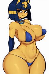 1girls ai_generated animal_crossing ankha ankha_(animal_crossing) big_breasts bikini breasts charlie_hustle fur large_breasts micro_bikini nintendo short_hair skindentation solo tagme thick_thighs wide_hips