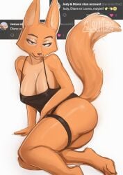 2024 anthro ass atsuii black_eyes breasts cleavage diane_foxington dreamworks eyebrow_piercing feet female female_focus female_only fox fox_girl furry orange_fur orange_hair sitting_down sitting_on_floor tank_top the_bad_guys thick_thighs thighs twitter white_background