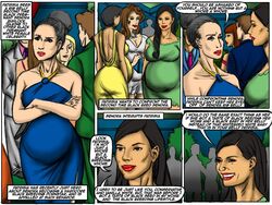 bbn_3 clothing comic dress english_text illustrated-interracial multiple_girls pregnant text