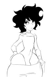 1boy black_and_white bulge edm_(puffytwink) femboy male male_only monochrome oc original_character puffytwink solo thick_thighs