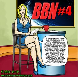 bbn_4 bimbo blonde_hair clothing dress english_text female illustrated-interracial pregnant solo text