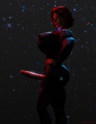 1futa 3d armpits athletic_futanari balls big_breasts black_widow_(marvel) bokeh busty dickgirl futa_only futanari hourglass_figure marvel muscles muscular muscular_futanari natasha_romanoff penis pinup red_light skintight_bodysuit solo testicles toxiccg3d