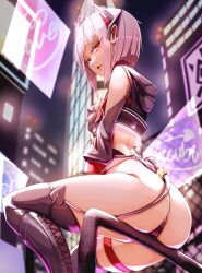 ass bare_ass bare_thighs bob_cut boots elf_ears genek petite petite_body petite_female slim_waist teenager thick_thighs white_hair wide_hips