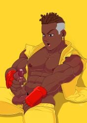 1boy 2022 2023 2024 2d_(artwork) artwork_(digital) big_penis black_male blush brazil brazilian capcom charlie_tooga clothed clothing dark-skinned_male dark_skin jerking_off looking_down male male_focus male_only masturbating masturbation moaning open_mouth pants_down penis precum precum_drip sean_matsuda solo solo_focus street_fighter street_fighter_iii street_fighter_iii:_3rd_strike street_fighter_iii_(series)